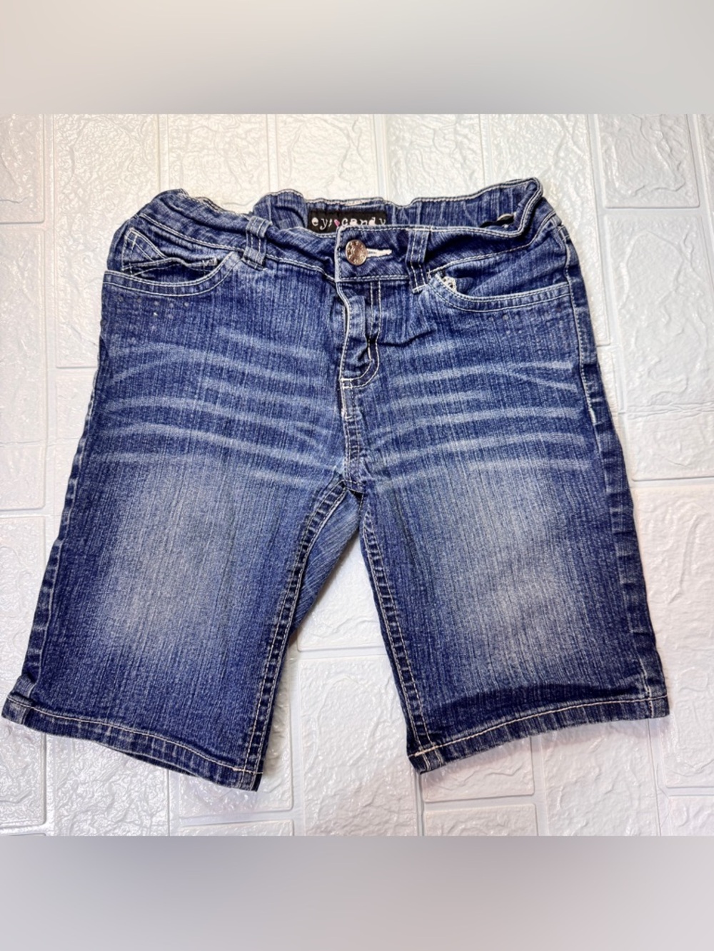 eye candy Blue Faded Denim Girls Shorts